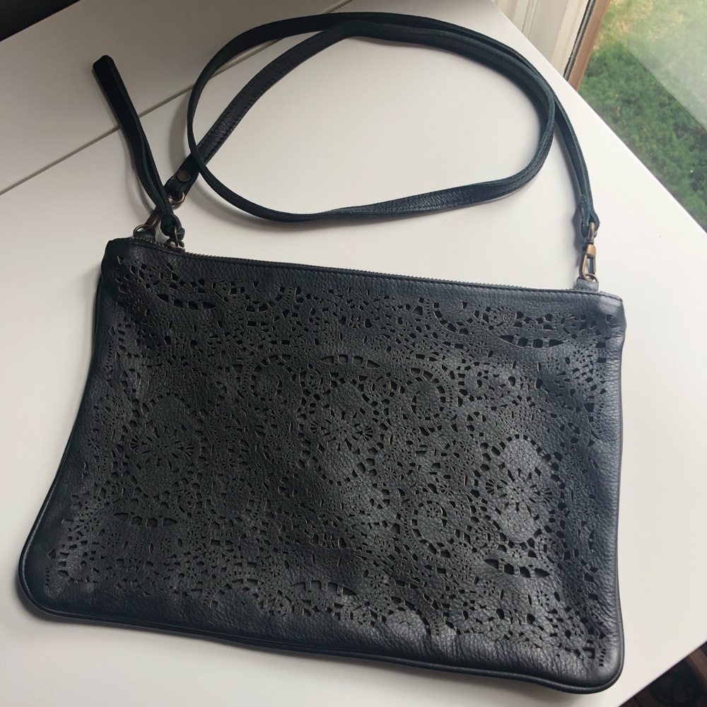 Italian Black Leather Crossbody